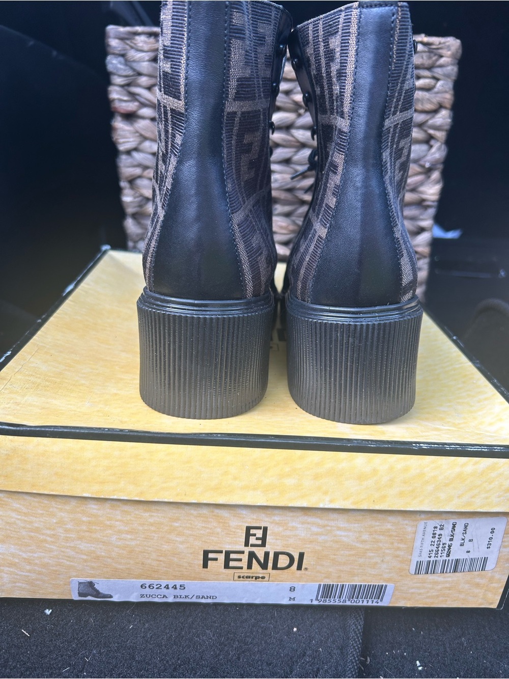 Fendi Brown & Black Zucca High-Top Boots - Picture 5 of 5